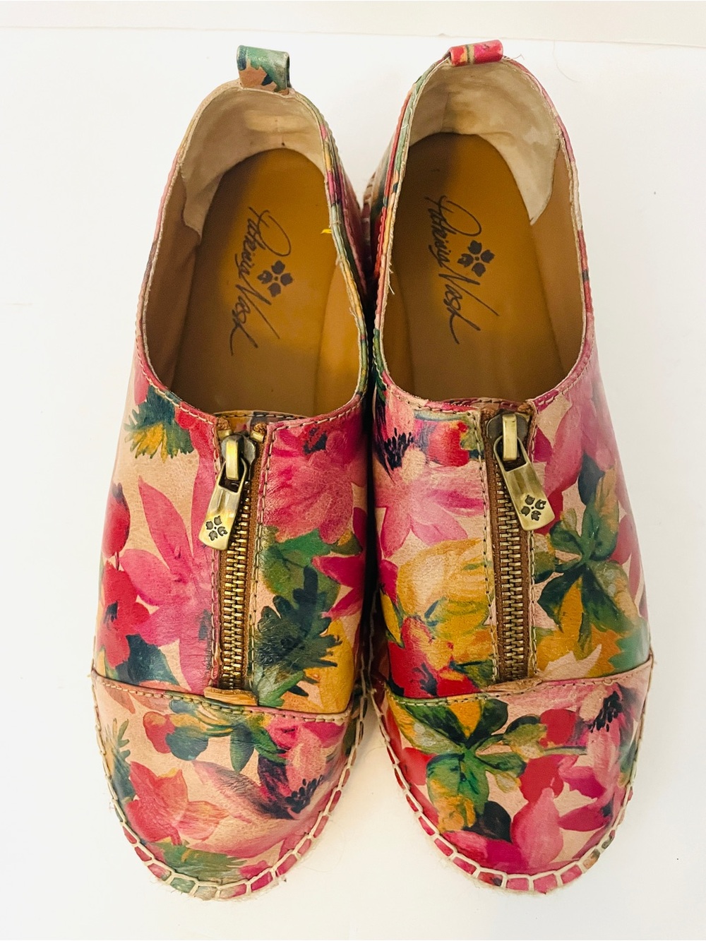 Patricia Nash leather Spring Floral Zip Slip-On Espadrilles - Women (Pink Multi)